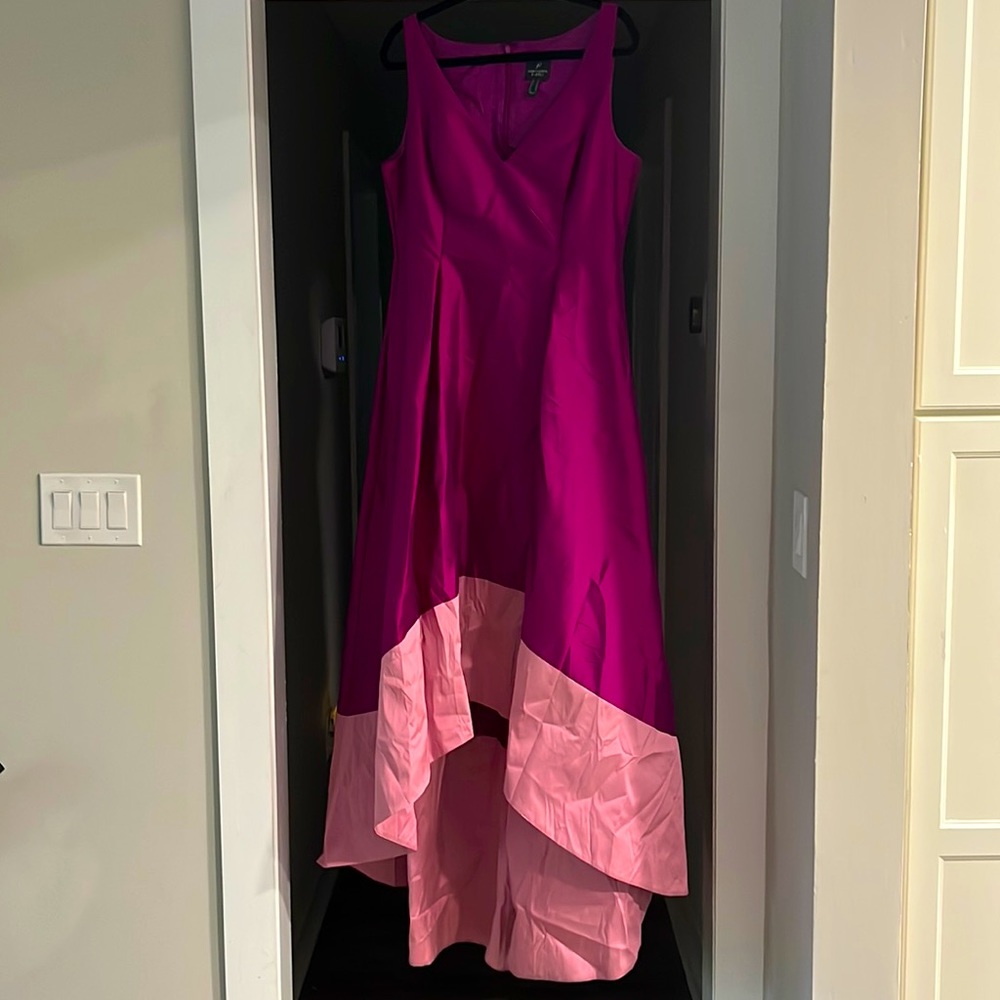 Adrianna Papell Pink and Magenta High Low Dress
